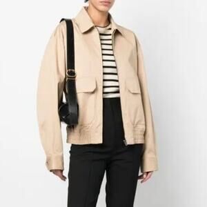 NWT Filippa K Cotton Zip Jacket Beige Minimalist Neutral Utility EU 34 US 2